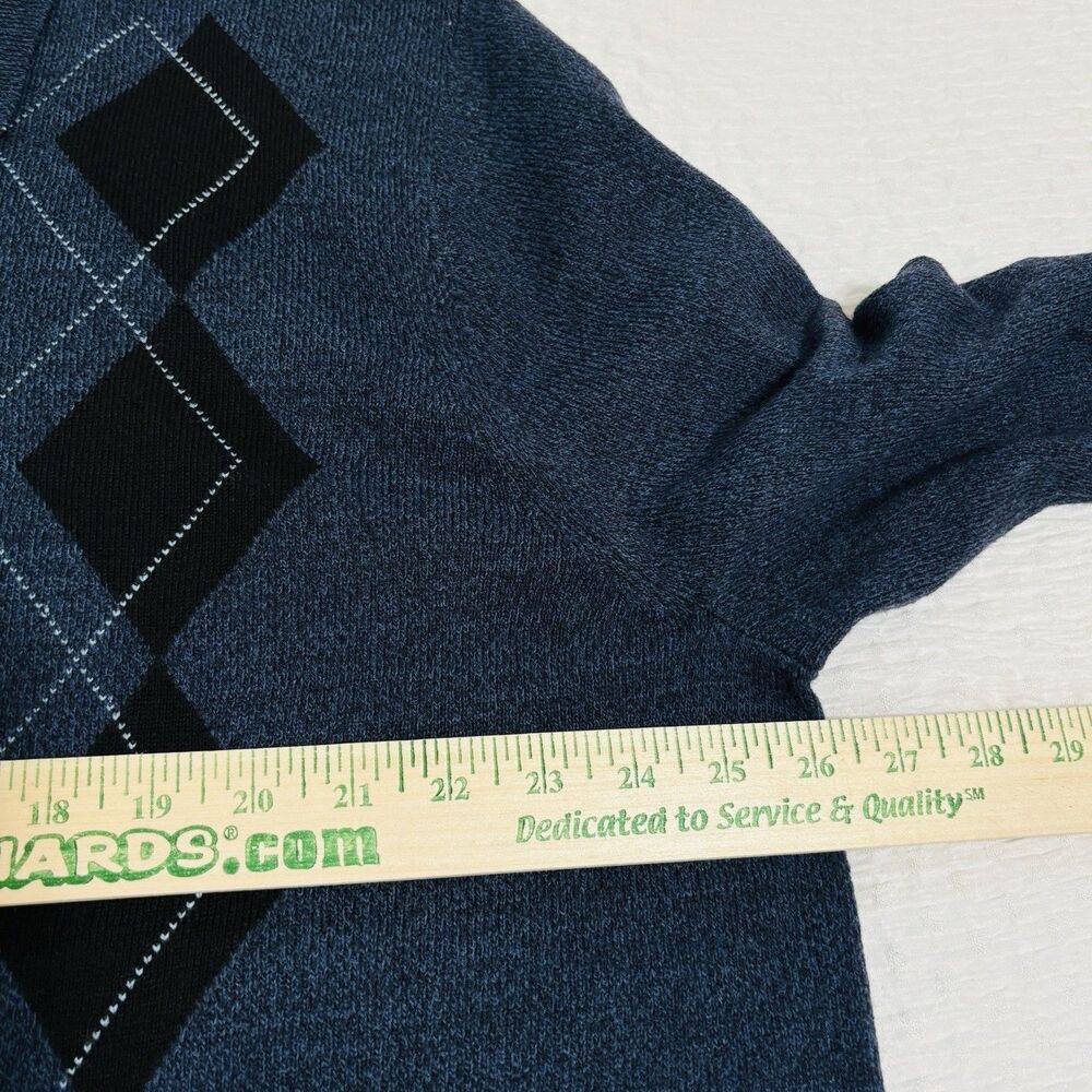 Dockers Navy & Black Argyle Polo Sweater Sz XXL Long Sleeve - Picture 3 of 5